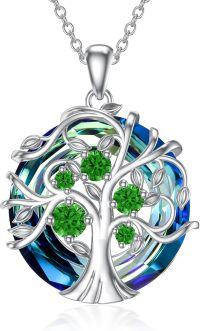wholesale TOUPOP Tree Of Life Necklaces For Women Family Tree May Birthstone Birthday Ncklace Emerald Jewelry S925 Sterling Silver Jewelry Birthday Gifts For Women Girlfriend Wife Her Mom -undefined
