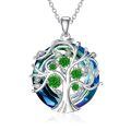 TOUPOP Sterling Silver Emerald Tree Of Life Necklace Birthday Gift For Women-0-0
