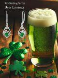 wholesale 925 Sterling Silver Green Jade Irish Beer Celtic Knot Drop Earrings for Women St Patricks Day Gifts-0-5