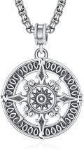 wholesale 925 Sterling Silver Compass Necklace w/ 24 Rolo Chain & Travel Pendant - Graduation Gift for Her Him -0-0