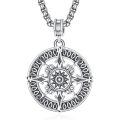 wholesale 925 Sterling Silver Oxidized Vintage Compass Pendant Necklace With Chain-0-0