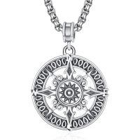 wholesale 925 Sterling Silver Oxidized Vintage Compass Pendant Necklace With Chain-Compass-C