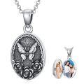 wholesale 925 Sterling Silver Butterfly Flower Photo Locket Necklace-0-0
