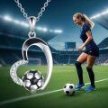 wholesale 925 Sterling Silver Soccer Ball Heart Sports Pendant Necklace for Players and Coaches-0-5
