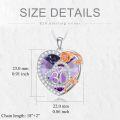 wholesale 925 Sterling Silver Purple Crystal Rose Heart Pendant Necklace Gift for Her (Mom/Grandma/Wife/Daughter)-0-2