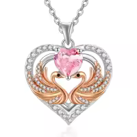 wholesale 925 Sterling Silver Rose Gold Plated Swan Birthstone Necklace for Women-10 Oct - Tourmaline