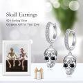 wholesale 925 Sterling Silver Skull Drop Dangle Earrings with Cubic Zirconia for Men & Women - Trendy  Idea-0-1