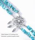 wholesale 925 Sterling Silver & Turquoise Stone Beaded Dreamcatcher Feather Charm Bracelet for Women-0-3
