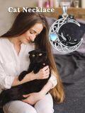 wholesale 925 Sterling Silver Moon Cats Heart Pendant Necklace-0-5