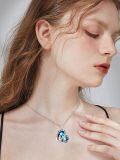 wholesale 925 Sterling Silver Blue Crystal Heart Pendant Necklace for Sisters Forever My Friend s-0-4