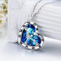wholesale 925 Sterling Silver Blue Crystal Heart Zodiac Constellation Pendant Necklace-0-3