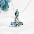 wholesale 925 Sterling Silver Abalone Shell Thor's Hammer Necklace Norse Viking Jewelry-0-2