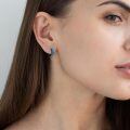 wholesale 925 Sterling Silver Hoop Earrings Wholesale With Blue Inlay Design For Women-0-4