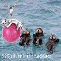 wholesale 925 Sterling Silver Pink Jade Cat Pendant Necklace Animal s for Women-0-2