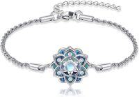wholesale 925 Sterling Silver & Abalone Shell Lotus Bracelet - Hypoallergenic Tarnish-Resistant Jewelry Gift for Women Men-A-lotus