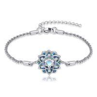 wholesale 925 Sterling Silver Lotus Charm Bracelet-A-lotus