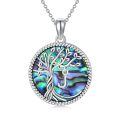 TOUPOP Sterling Silver Abalone Shell J Family Tree Of Life Necklace-0-0