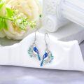 wholesale 925 Sterling Silver Blue Bird on Branch Drop Earrings with Turquoise Accents-0-1