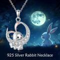 wholesale 925 Sterling Silver Bunny Pendant with Cubic Zirconia - Adorable Animal Charm Necklace for Women and Girls-0-3