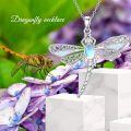 wholesale 925 Sterling Silver Opal Dragonfly Necklace Moonstone Turquoise Pendant Jewelry for Women Mom Her Christmas Birthday Gifts-0-2