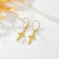 wholesale 14K Gold Cross Drop Earrings - Hooks Elegant Religious Gift for Her-0-4