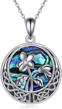 wholesale Sterling Silver Abalone Shell Celtic Knot Birth Flower Necklace for Women-02-February