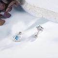 wholesale 925 Sterling Silver Blue Crystal Sea Turtle Stud Barbell Cartilage Piercing Jewelry for Women Girls 3 Pairs Set-0-4