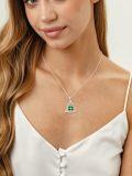 wholesale 925 Sterling Silver Green Clover Celtic Knot Pendant Necklace for Women-0-2