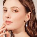 wholesale 925 Sterling Silver Rainbow Moonstone Drop Earrings Platinum Plated Infinity Twist For Women-0-1