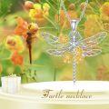 wholesale 925 Sterling Silver Yellow Gold Plated Flower Dragonfly Pendant Necklace for Women Gifts-0-4