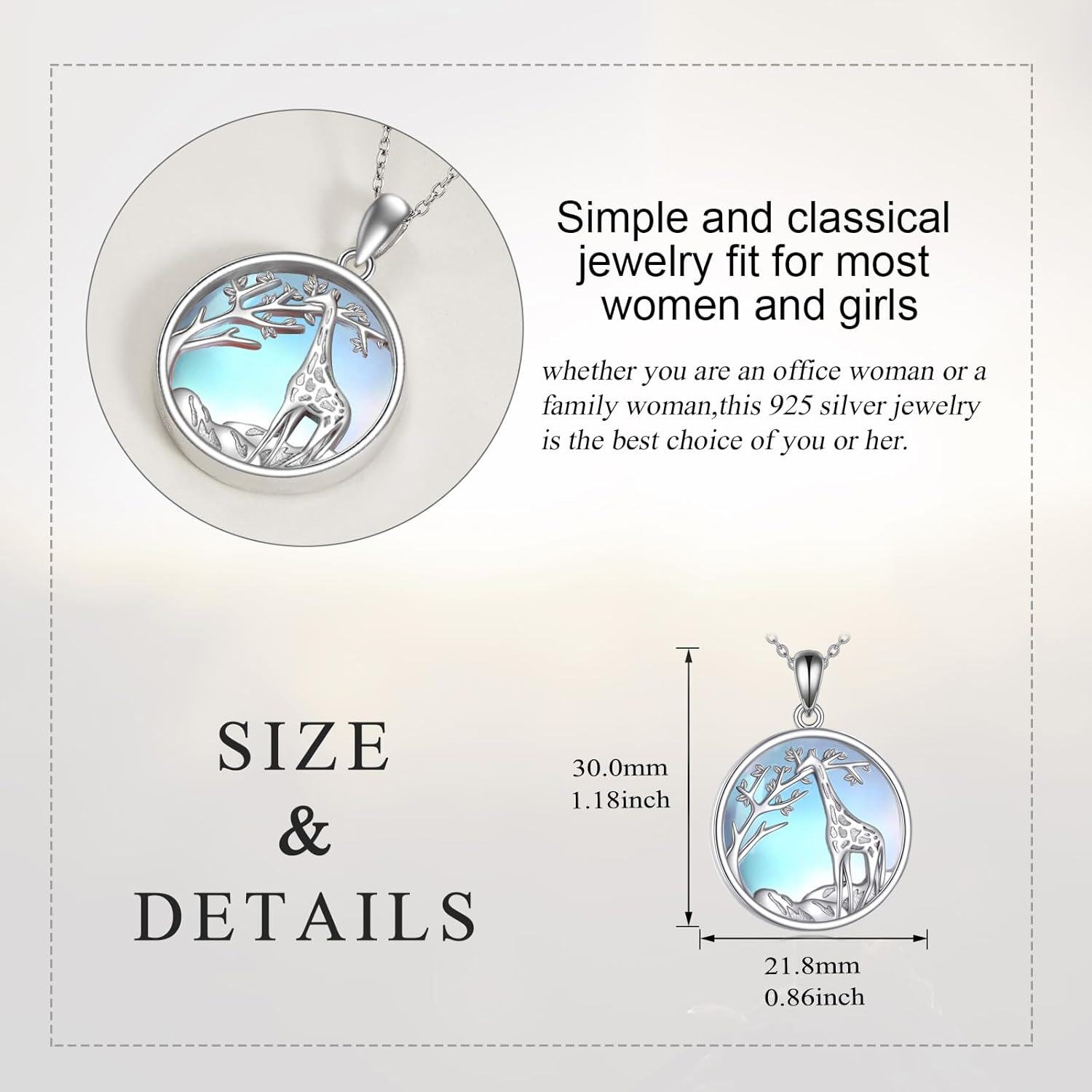 Sterling Silver Moonstone Turquoise Abalone Animal Necklace Cute Jewelry Gift-0-4