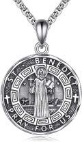 wholesale 925 Sterling Silver Saint Benedict Necklace with Hypoallergenic Pendant - 1.19 Inch Elegant Religious Jewelry for Protection & Blessing - Gift Box Included-0-0