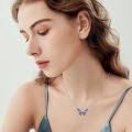 wholesale 925 Sterling Silver Blue Opal Butterfly Pendant Necklace Minimalist Charm s for Her-0-2