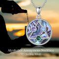 wholesale 925 Sterling Silver Round Abalone Shell Triquetra Pendant Necklaces with Purple Blue Green Stones for Women and Men 43cm Chain Length-0-2