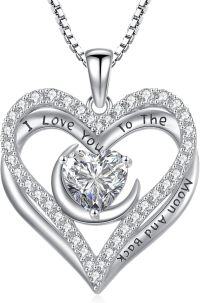 wholesale 925 Sterling Silver 12 Birthstone Double Heart Necklace for Women-4-Apr-Diamond