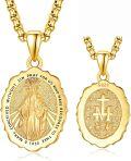 wholesale 925 Sterling Silver & 24K Gold Plated Virgin Mary Medal Pendant Necklace for Men and Women-0-0