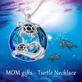 wholesale TOUPOP Sea Turtle Necklace For Women Sterling Silver Ocean Theme Crystal Pendant Jewelry Summer Beach Gifts For Marine Animal Lovers -0-4