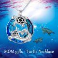 TOUPOP Sterling Silver Crystal Sea Turtle Necklace Ocean Jewelry Gift-0-4
