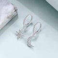 wholesale 925 Sterling Silver AAA CZ Star & Crescent Moon Drop Earrings for Women and Girls-0-2