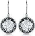 wholesale 925 Sterling Silver Celtic Clover Trinity Knot Drop Dangle Earrings for Women Girls Irish Lucky Charm Protection  4cm Long-0-0
