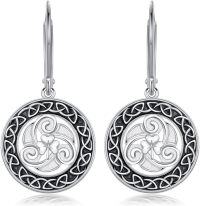 wholesale 925 Sterling Silver Celtic Clover Trinity Knot Drop Dangle Earrings for Women Girls Irish Lucky Charm Protection  4cm Long-Yin Yang