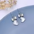 TOUPOP Sterling Silver Butterfly Bow Knot Heart Dangle Earrings-0-3