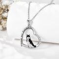 wholesale 925 Sterling Silver Black Wolf Heart Pendant Necklace Gifts for Women-0-3