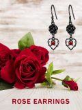 wholesale 925 Sterling Silver Gothic Witch's Heart Red Crystal Drop Earrings - Halloween s for Her-0-5