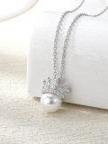 wholesale TOUPOP Pearl Necklace 925 Sterling Silver Butterfly/crown Freshwater White Pearl Pendant Jewelry Birthday Christmas Gifts For Women -0-1