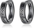wholesale Titanium Metal Celtic Knot Huggie Hoop Earrings for Men 23mm Diameter - 925 Sterling Silver Tone Finish-0-0