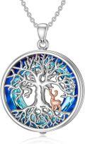 wholesale TOUPOP Tree Of Life Jewelry Sterling Silver Wolf Deer Necklace Crystal Tree Of Life Animal Pendant Jewelry Gifts For Women Teens -0-0