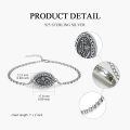 wholesale 925 Sterling Silver Oxidized Floral Oval Locket Bracelet With Filling Tool Set-0-1