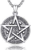 wholesale 925 Sterling Silver Abalone Shell Pentacle Pendant with Celtic Knot and Stars for Men Women Norse Viking Gothic Punk Style Necklace  47mm x 38mm-0-0