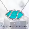 TOUPOP 925 Sterling Silver Hexagon Gemstone Pendant Necklace Fine Jewelry Gifts-0-3
